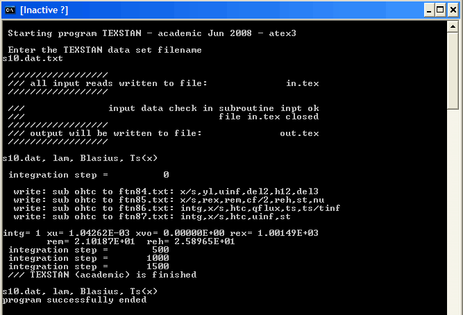 DOS window - execute s10.dat.txt